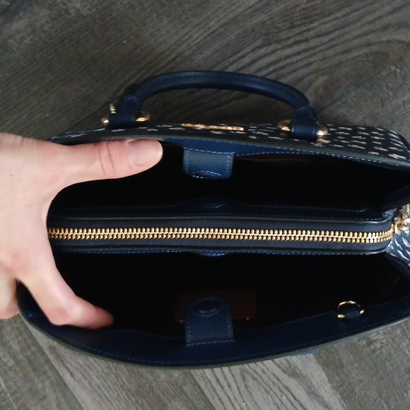 Coach Dark Blue Floral Satchel - Picture 2 of 7